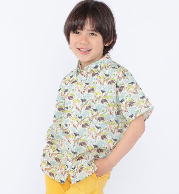SHIPS KIDS「SHIPS KIDS:100～130cm / リバティ プリント 半袖 シャツ」|シャツ・ブラウス|オフホワイト