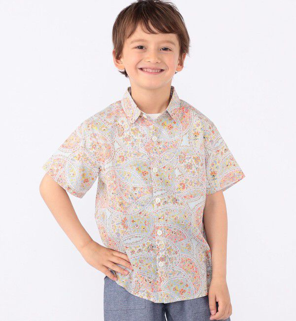SHIPS KIDS「SHIPS KIDS:100～130cm / リバティ プリント 半袖 シャツ」|シャツ・ブラウス|レッド