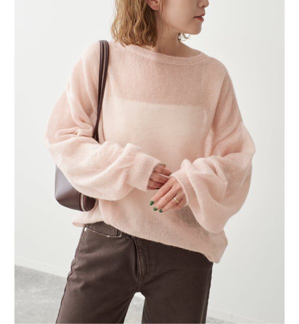 Spick and Span「《予約》ルーズモヘヤパフスリーブニット」|ニット・セーター|ピンク A