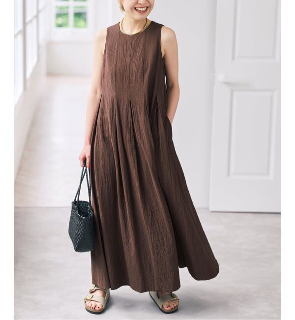 Spick and Span「タックアメスリワンピース」|ワンピース|ブラウン