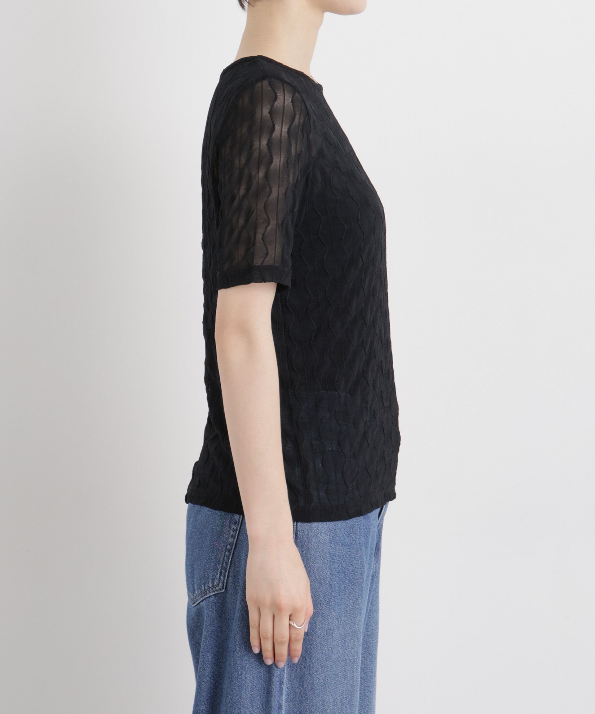 NANO universe「シアーカットクルーネックトップス」|Tシャツ・カットソー|