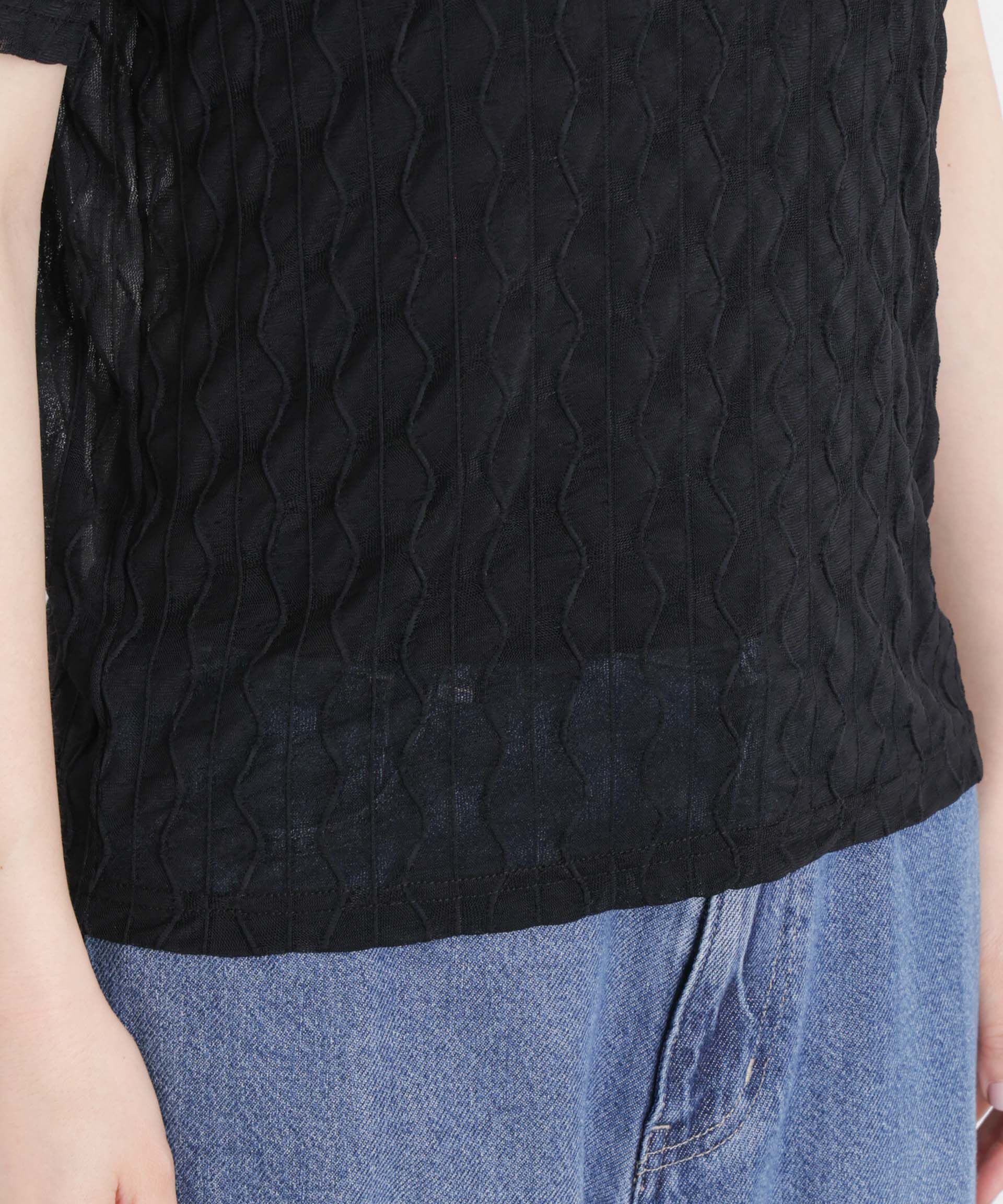 NANO universe「シアーカットクルーネックトップス」|Tシャツ・カットソー|