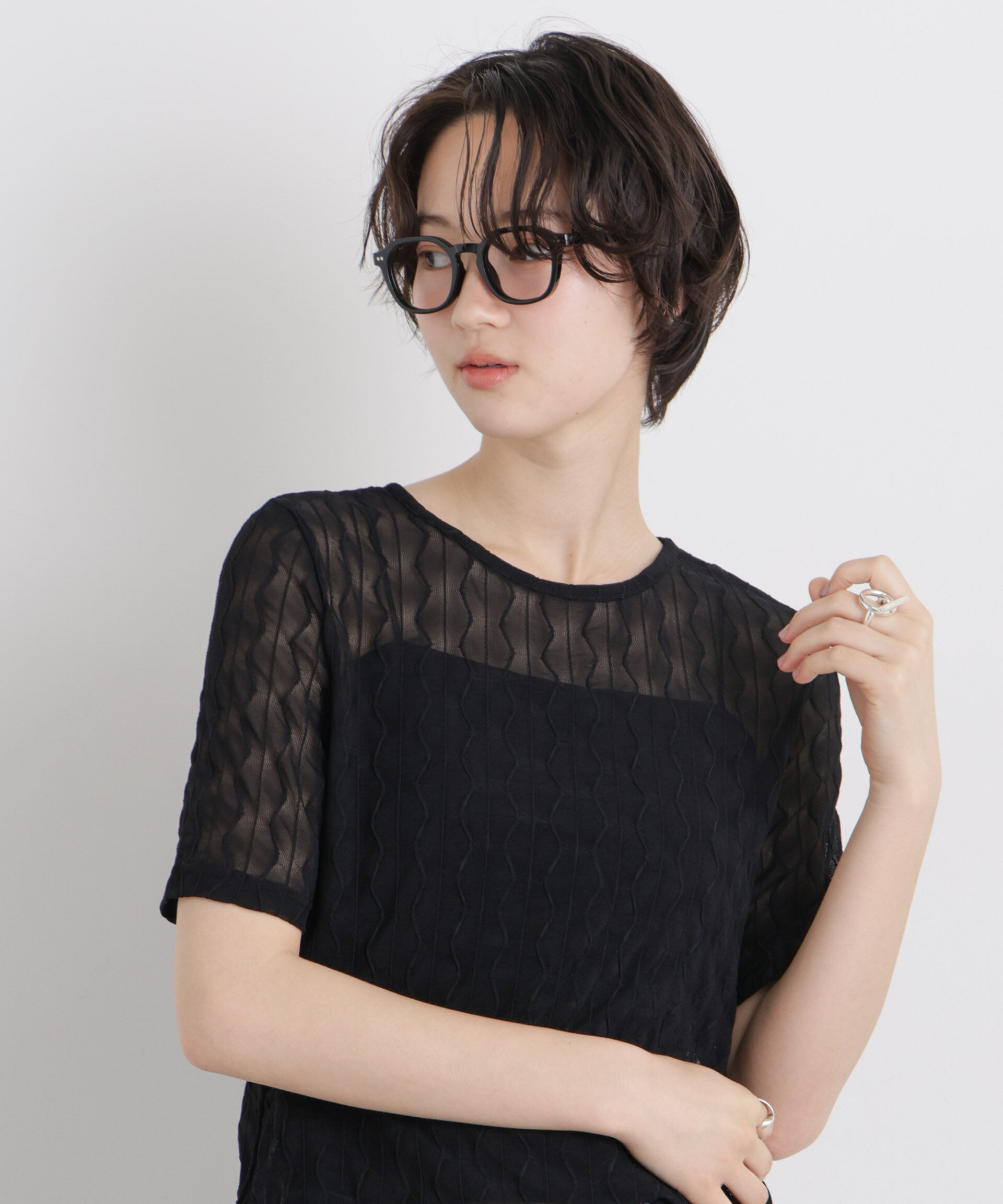 NANO universe「シアーカットクルーネックトップス」|Tシャツ・カットソー|