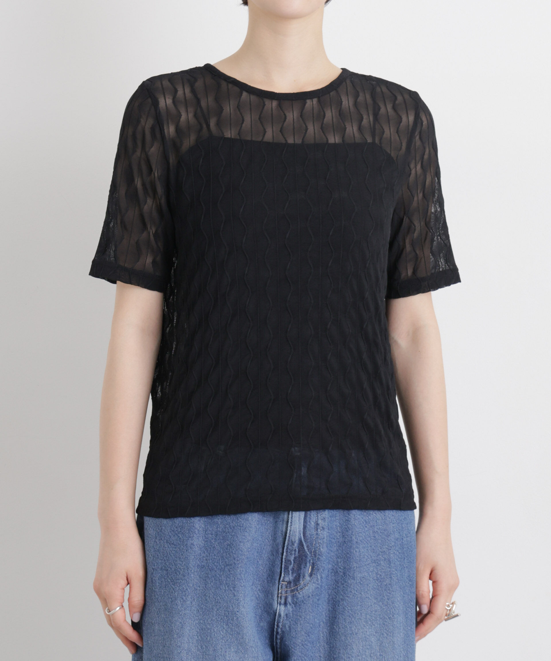 NANO universe「シアーカットクルーネックトップス」|Tシャツ・カットソー|
