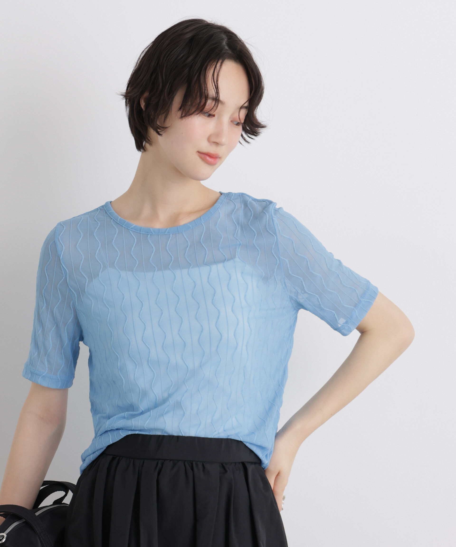 NANO universe「シアーカットクルーネックトップス」|Tシャツ・カットソー|