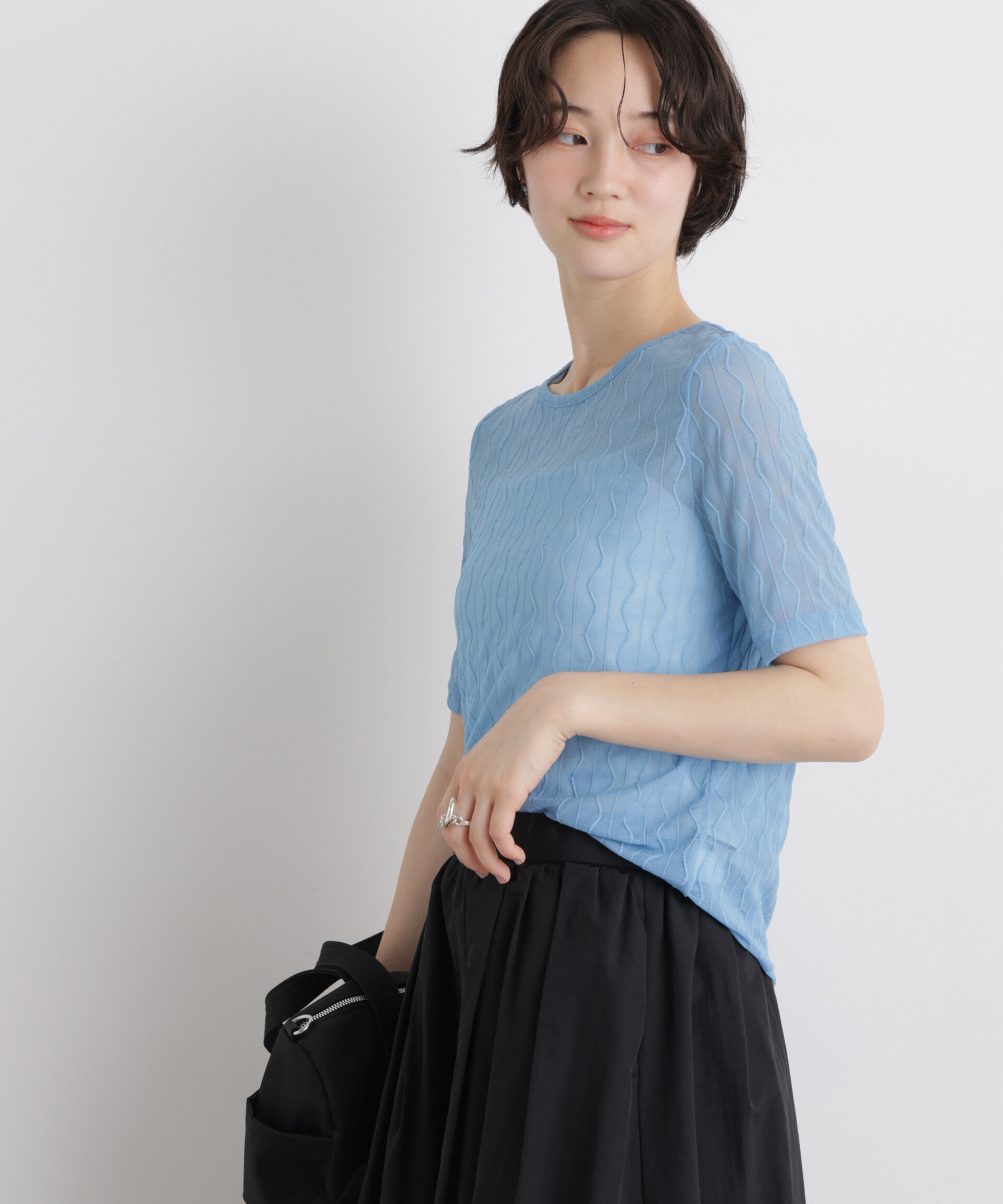 NANO universe「シアーカットクルーネックトップス」|Tシャツ・カットソー|