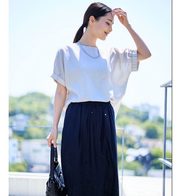 自由区「【人気素材・新色追加】ラスティックメッシュドルマンスリーブ Tブラウス」|シャツ・ブラウス|