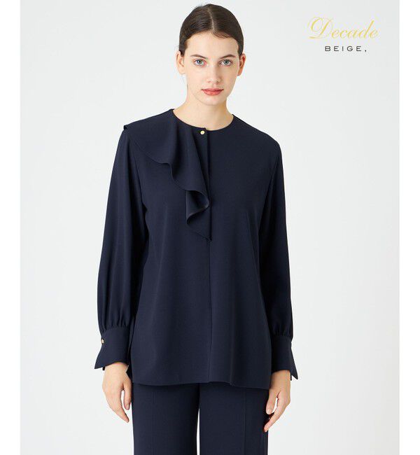 BEIGE,「CINDY / アシンメトリーブラウス」|シャツ・ブラウス|Navy