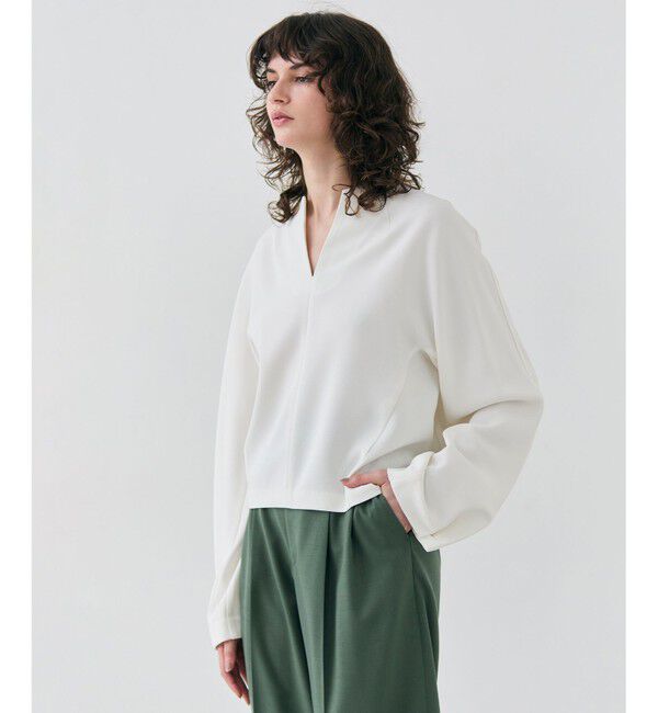 BEIGE,「【洗える】RUE / スリットネックフォルムブラウス」|シャツ・ブラウス|Meringue