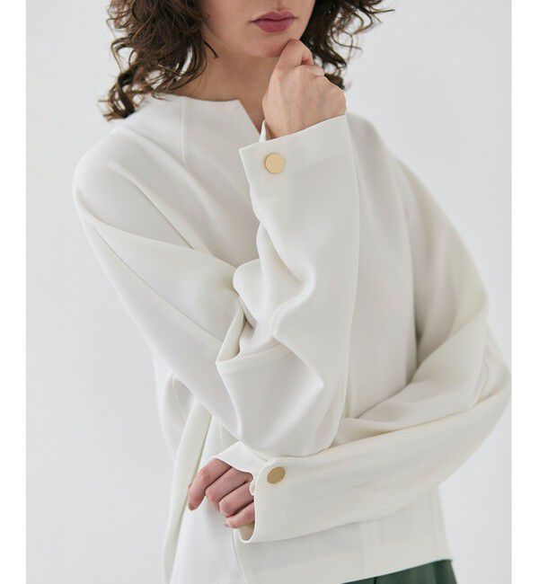 BEIGE,「【洗える】RUE / スリットネックフォルムブラウス」|シャツ・ブラウス|