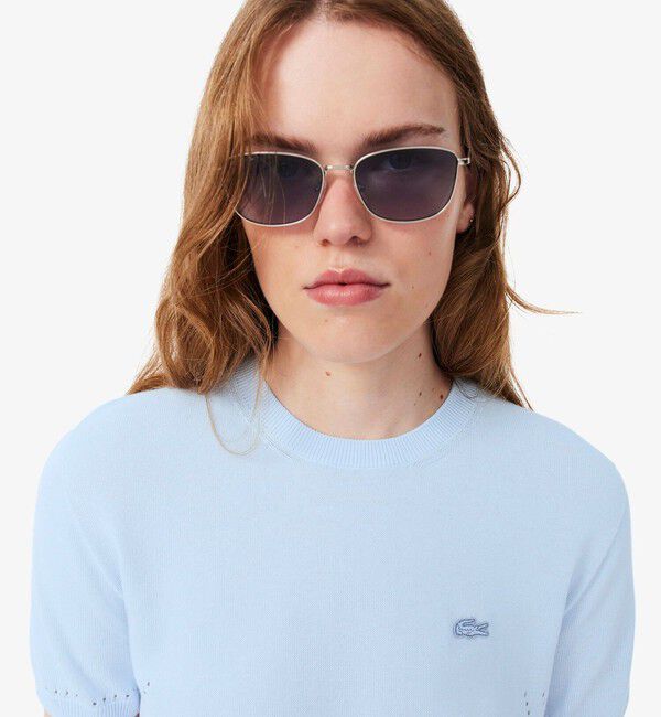 LACOSTE「シームレス3Dニット半袖セーター」|ニット・セーター|