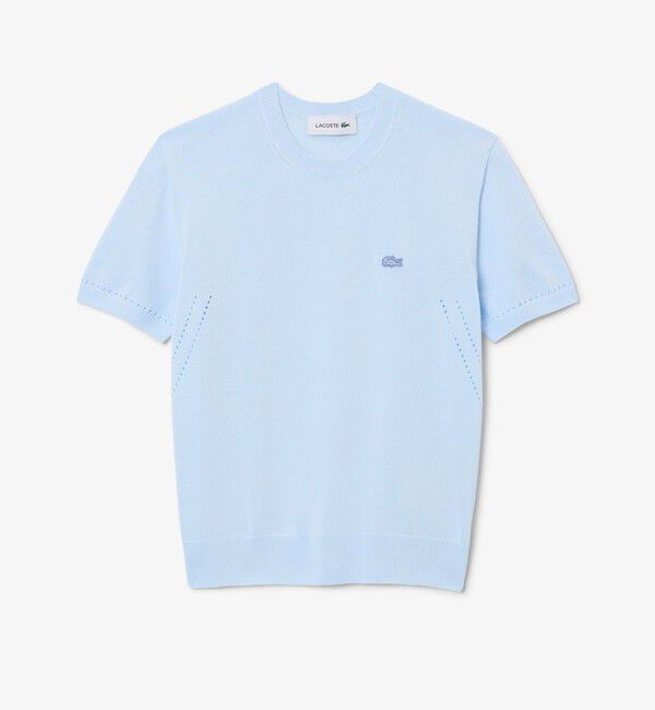 LACOSTE「シームレス3Dニット半袖セーター」|ニット・セーター|