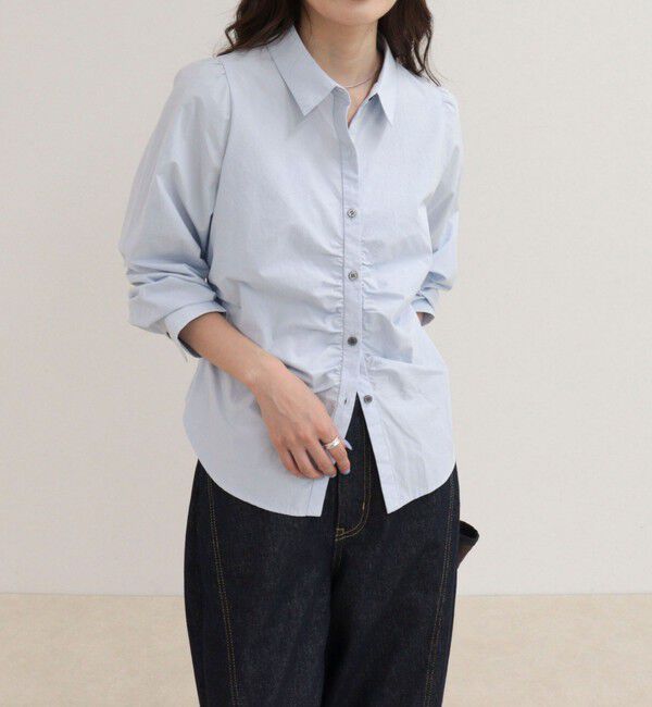 fredy emue「【WEB限定カラーあり】フロントギャザーコンパクトシャツ」|シャツ・ブラウス|サックス