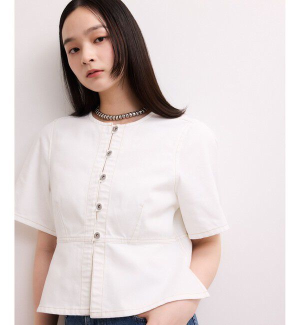 ADAM ET ROPE'「【WEB限定】デニムパフスリーブブラウス」|シャツ・ブラウス|オフホワイト(15)