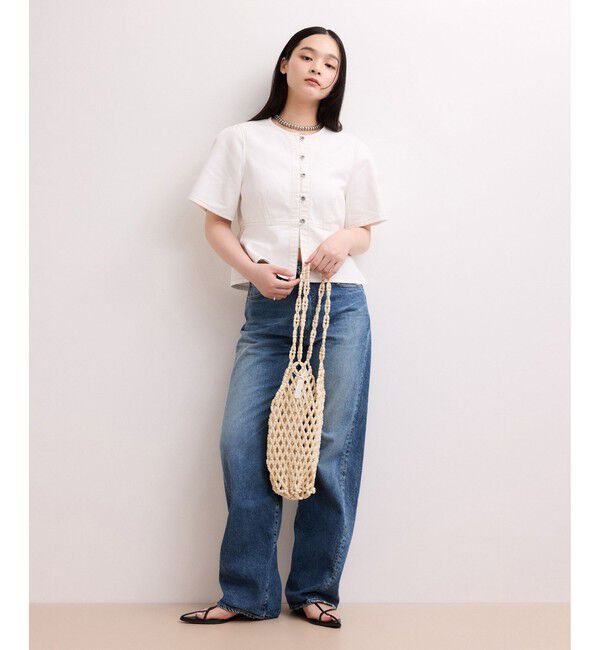 ADAM ET ROPE'「【WEB限定】デニムパフスリーブブラウス」|シャツ・ブラウス|