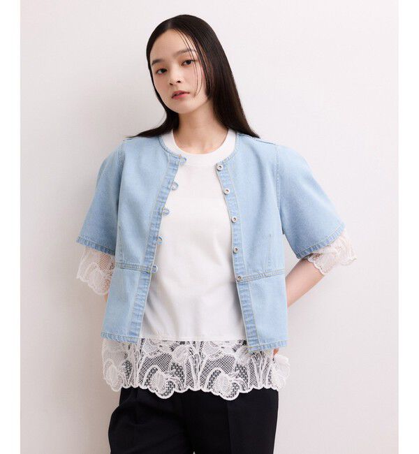 ADAM ET ROPE'「【WEB限定】デニムパフスリーブブラウス」|シャツ・ブラウス|