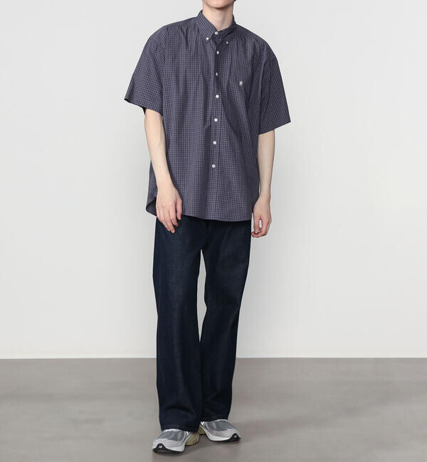 GYMPHLEX「Gymphlex | コットンワッシャー ボタンダウン半袖シャツ CHECK MEN」|シャツ・ブラウス|