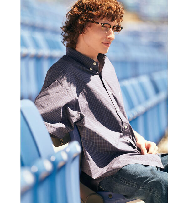 GYMPHLEX「Gymphlex | コットンワッシャー ボタンダウン半袖シャツ CHECK MEN」|シャツ・ブラウス|