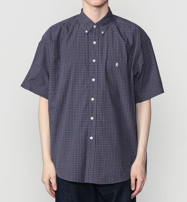 GYMPHLEX「Gymphlex | コットンワッシャー ボタンダウン半袖シャツ CHECK MEN」|シャツ・ブラウス|