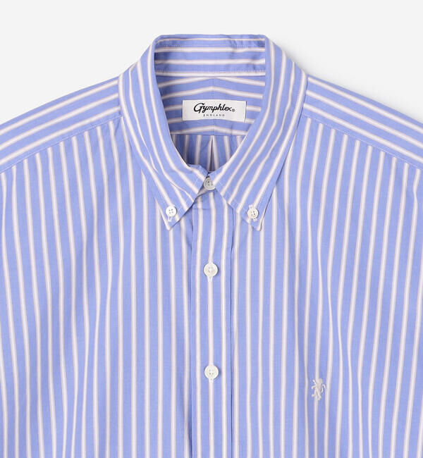 GYMPHLEX「Gymphlex | コットンポプリン ボタンダウン半袖シャツ STRIPE MEN」|シャツ・ブラウス|