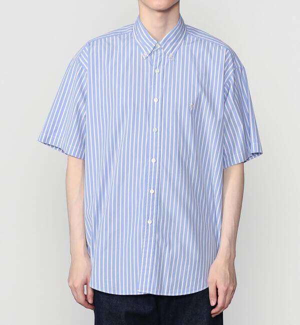 GYMPHLEX「Gymphlex | コットンポプリン ボタンダウン半袖シャツ STRIPE MEN」|シャツ・ブラウス|