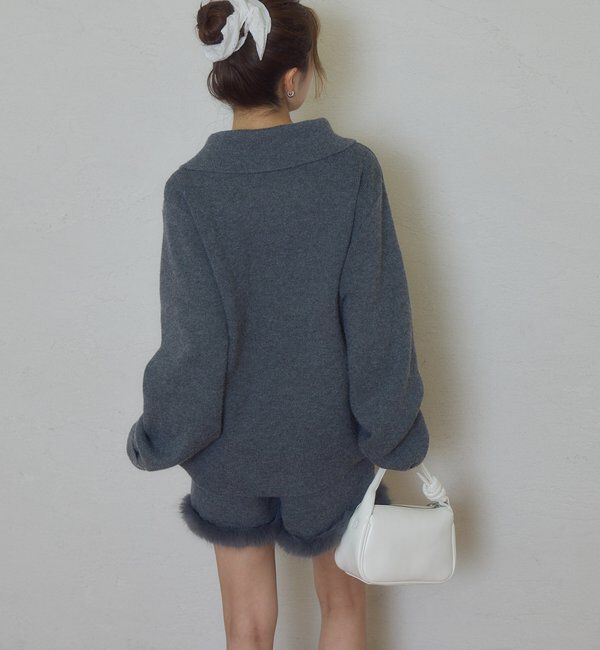 「ファーパイピングニットショートパンツ」|チノ|