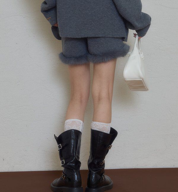  「ファーパイピングニットショートパンツ」|チノ|