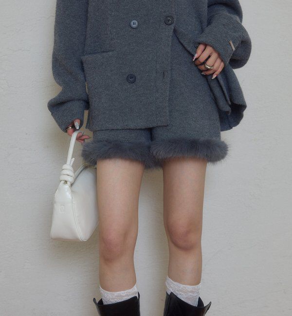  「ファーパイピングニットショートパンツ」|チノ|