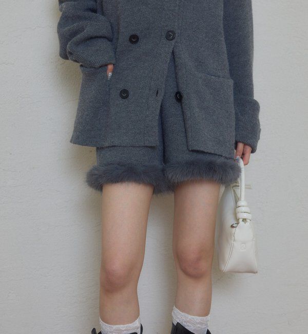  「ファーパイピングニットショートパンツ」|チノ|