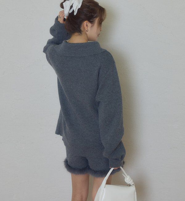  「ファーパイピングニットショートパンツ」|チノ|