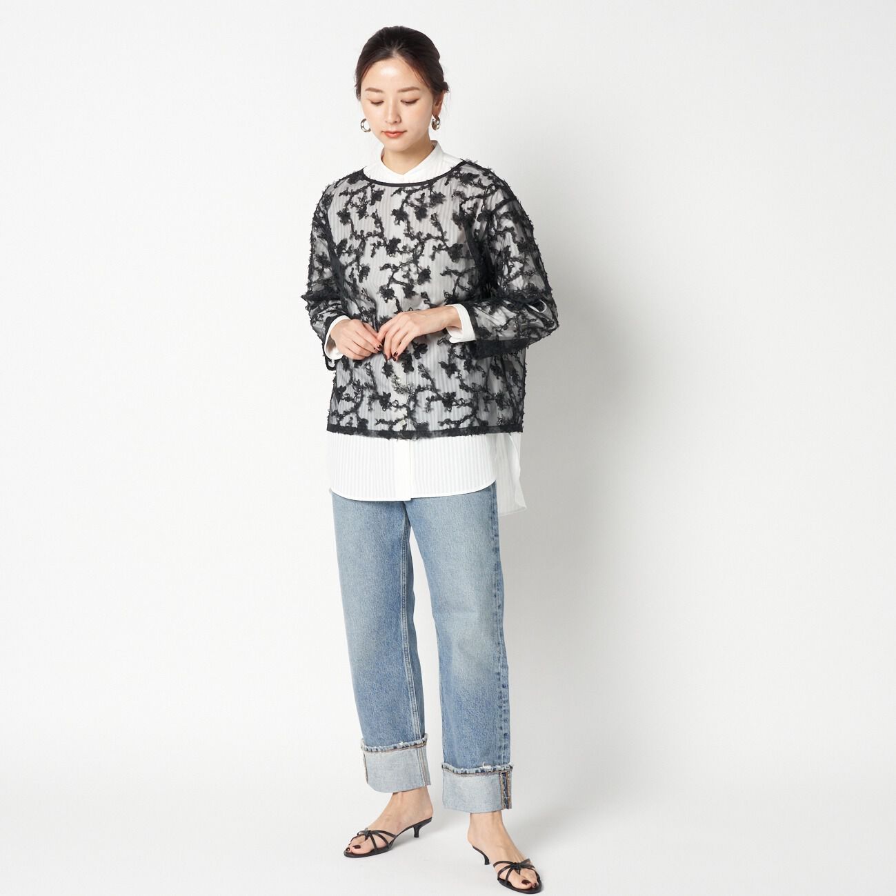 HELIOPOLE「HELIOPOLE FLORAL PATTERN SHEER BLOUSE」|シャツ・ブラウス|
