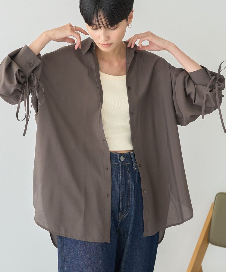 AMERICAN HOLIC「シアーバックギャザーリボンシャツ」|シャツ・ブラウス|Brown
