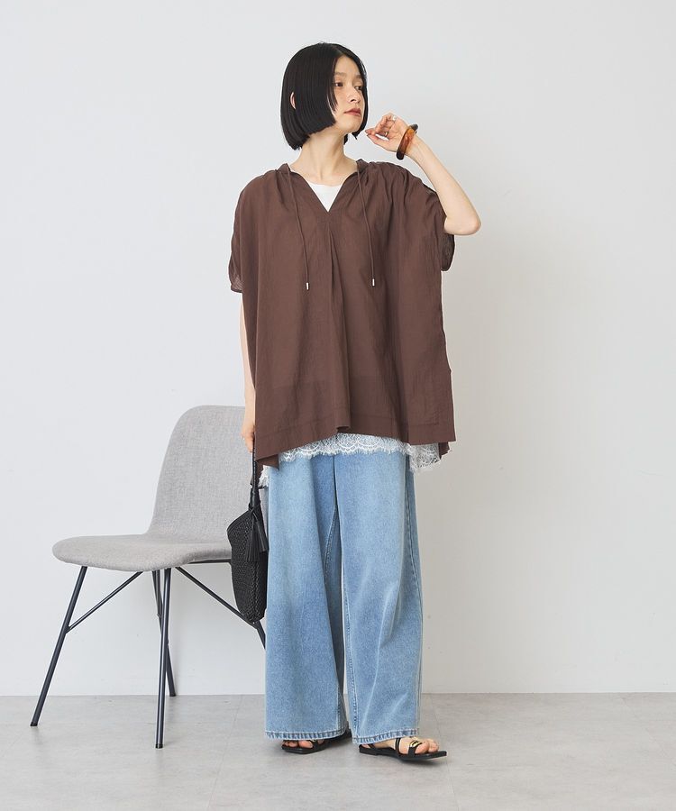 AMERICAN HOLIC「【UVカット】フレンチスリーブスキッパーブラウス」|シャツ・ブラウス|