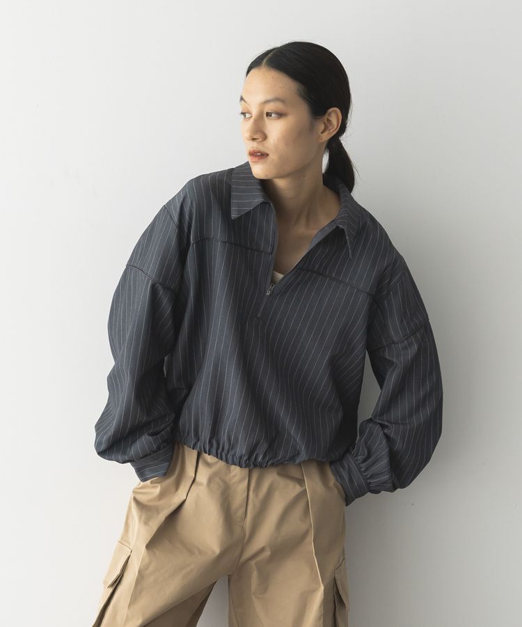 GARAGE OF GOOD CLOTHING「ピンストライプハーフZIPプルオーバー」|シャツ・ブラウス|Gray