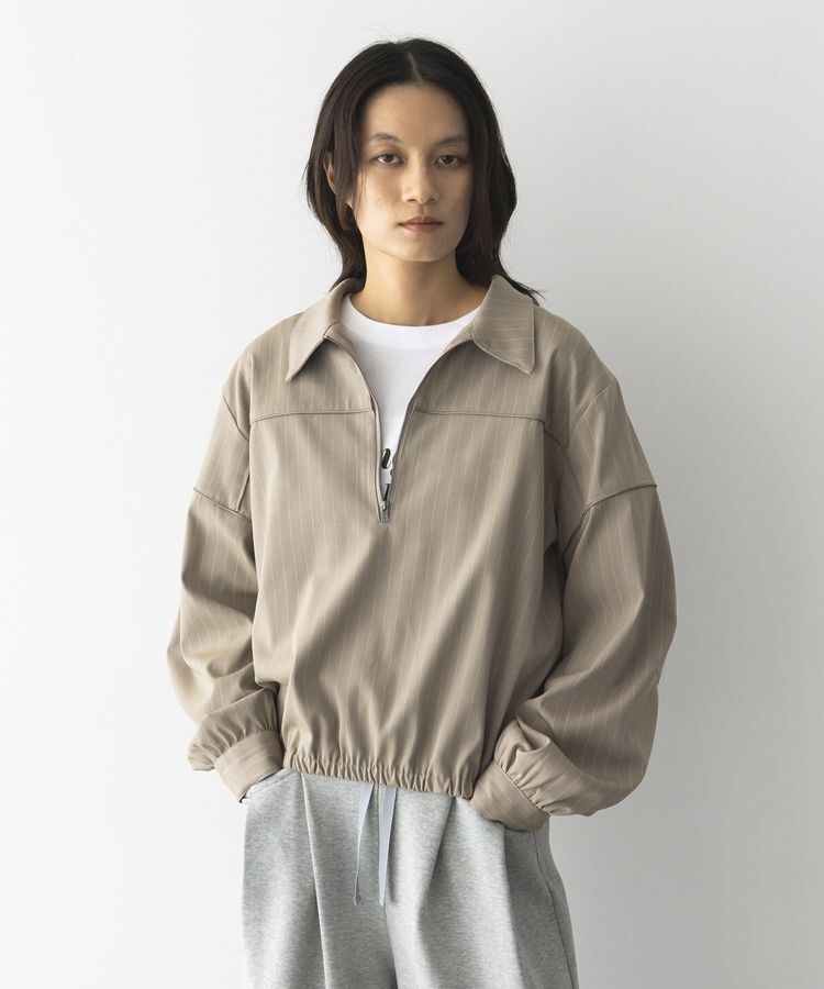 GARAGE OF GOOD CLOTHING「ピンストライプハーフZIPプルオーバー」|シャツ・ブラウス|Beige