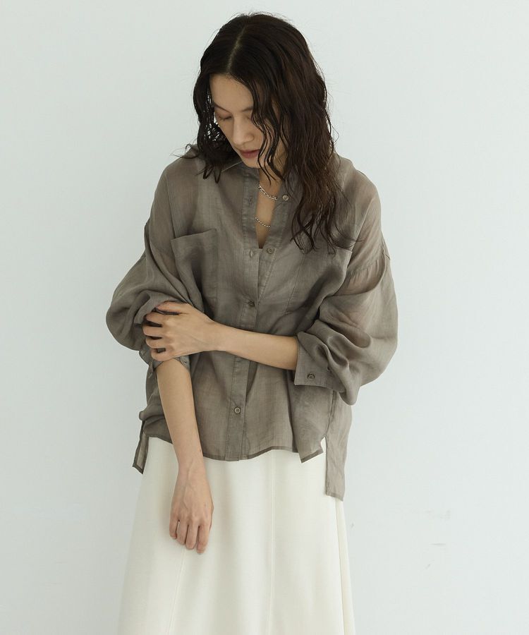 GARAGE OF GOOD CLOTHING「リネンポケット付きクロップドシャツ」|シャツ・ブラウス|