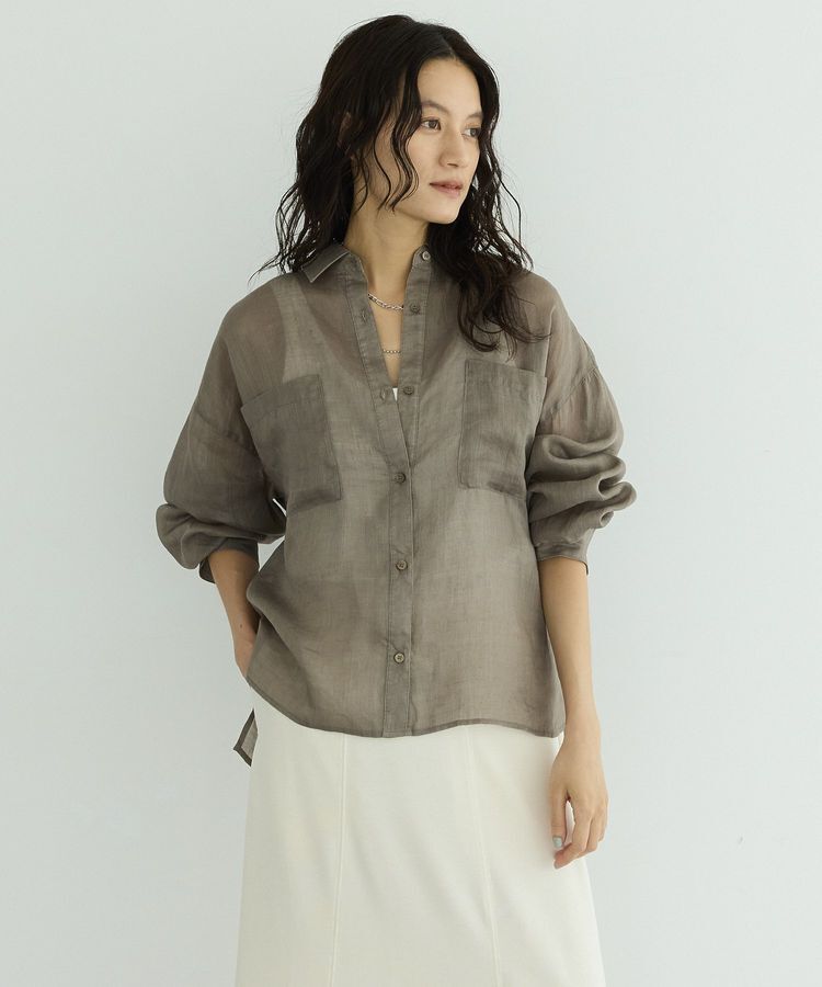 GARAGE OF GOOD CLOTHING「リネンポケット付きクロップドシャツ」|シャツ・ブラウス|