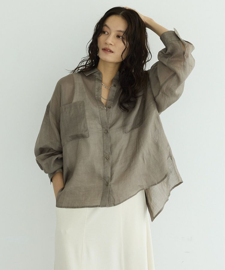 GARAGE OF GOOD CLOTHING「リネンポケット付きクロップドシャツ」|シャツ・ブラウス|