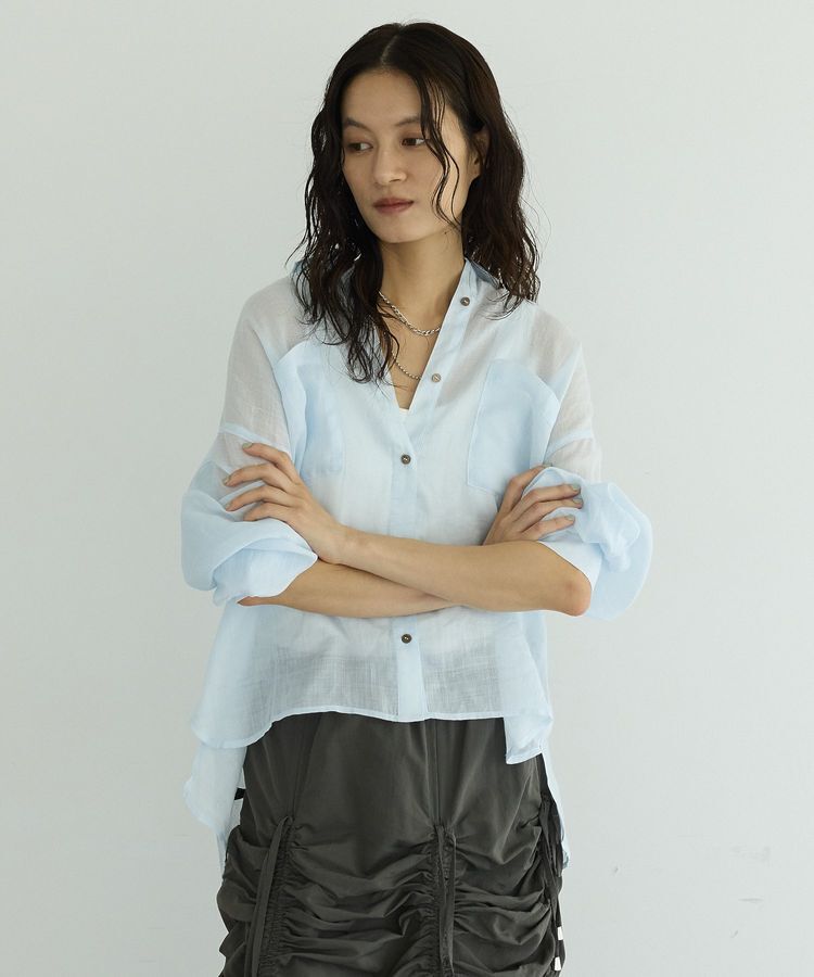 GARAGE OF GOOD CLOTHING「リネンポケット付きクロップドシャツ」|シャツ・ブラウス|