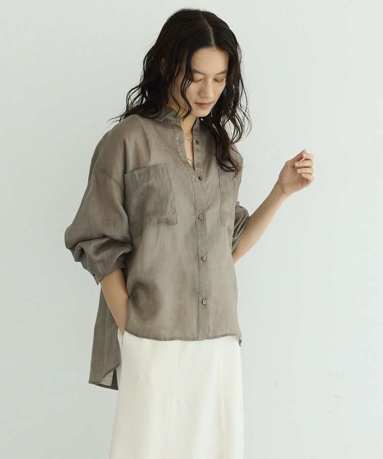 GARAGE OF GOOD CLOTHING「リネンポケット付きクロップドシャツ」|シャツ・ブラウス|