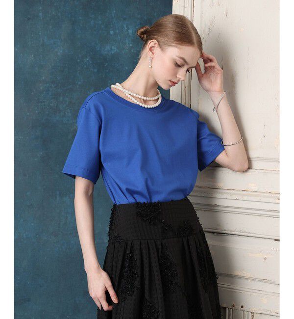 LOULOU WILLOUGHBY「パールネックレスＴシャツ」|Tシャツ・カットソー|ブルー