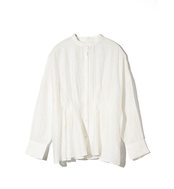 MIDIUMISOLID「MIDIUMISOLID for Ladies タックブラウス」|シャツ・ブラウス|白&times;ストライプ