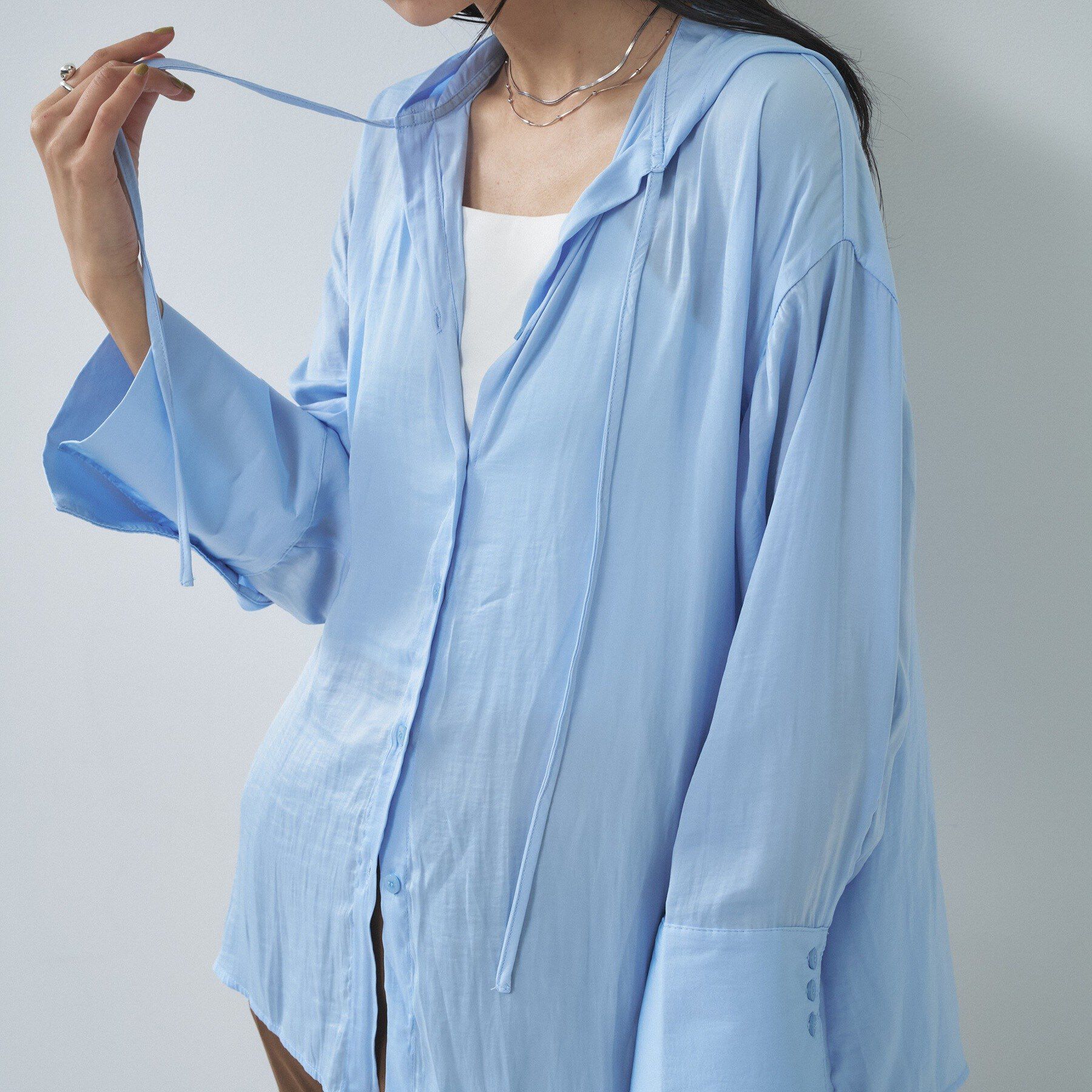 GALLEST「【一部店舗限定】シアーフードオーバーシャツ」|シャツ・ブラウス|サックスブルー(09