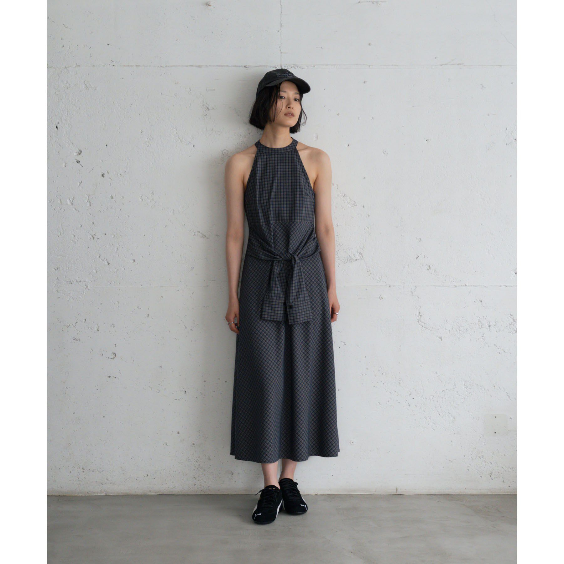 GALLEST「チェックプリントロングワンピース」|ワンピース|ネイビー(294)