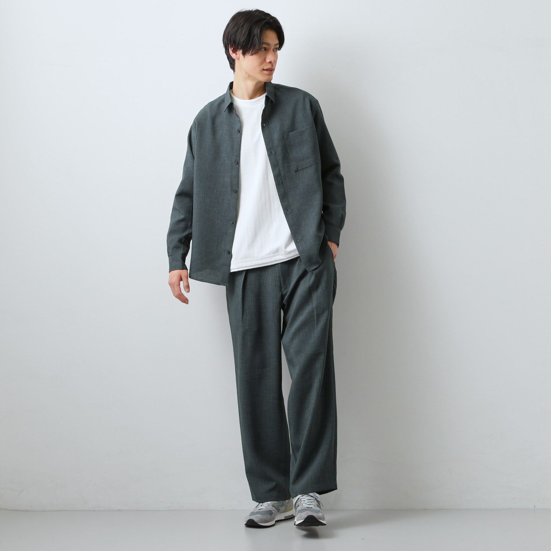 THE SHOP TK「【LINO FINE】リネンライク 長袖シャツ UVカット/イージーケア/吸水速乾/洗濯機OK」|シャツ・ブラウス|
