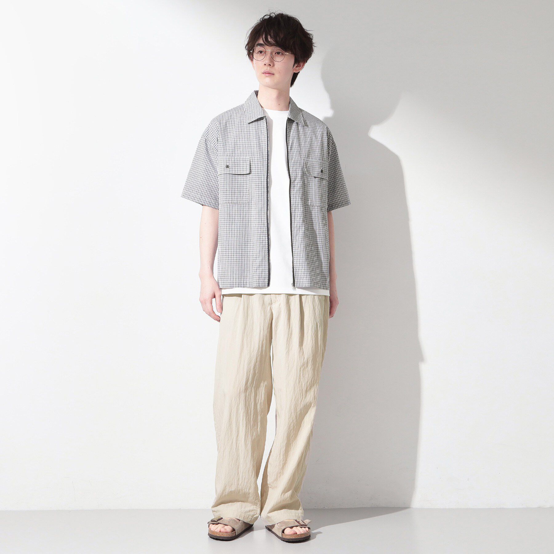 THE SHOP TK「半袖チェックジップシャツ 洗濯機OK」|シャツ・ブラウス|
