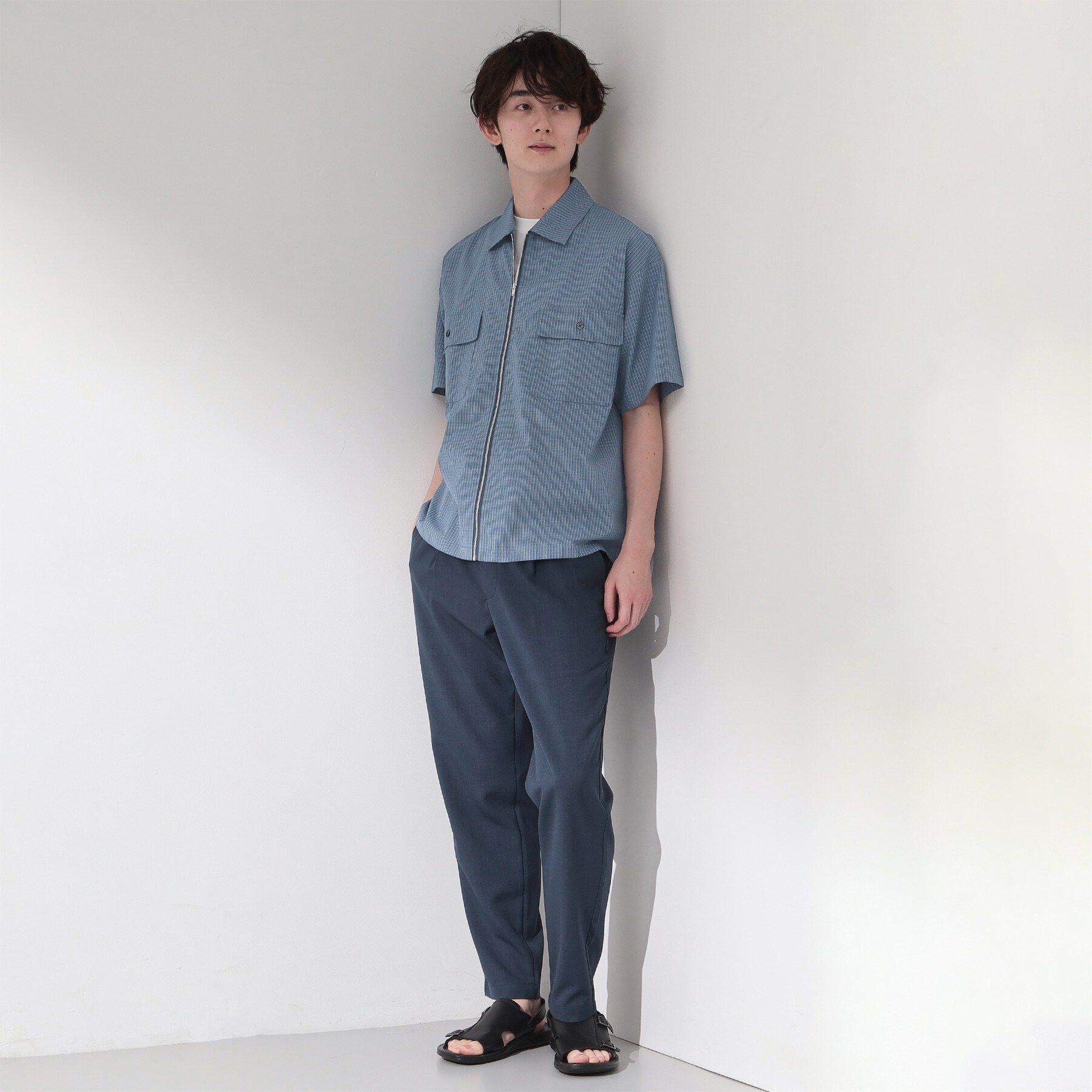 THE SHOP TK「半袖チェックジップシャツ 洗濯機OK」|シャツ・ブラウス|