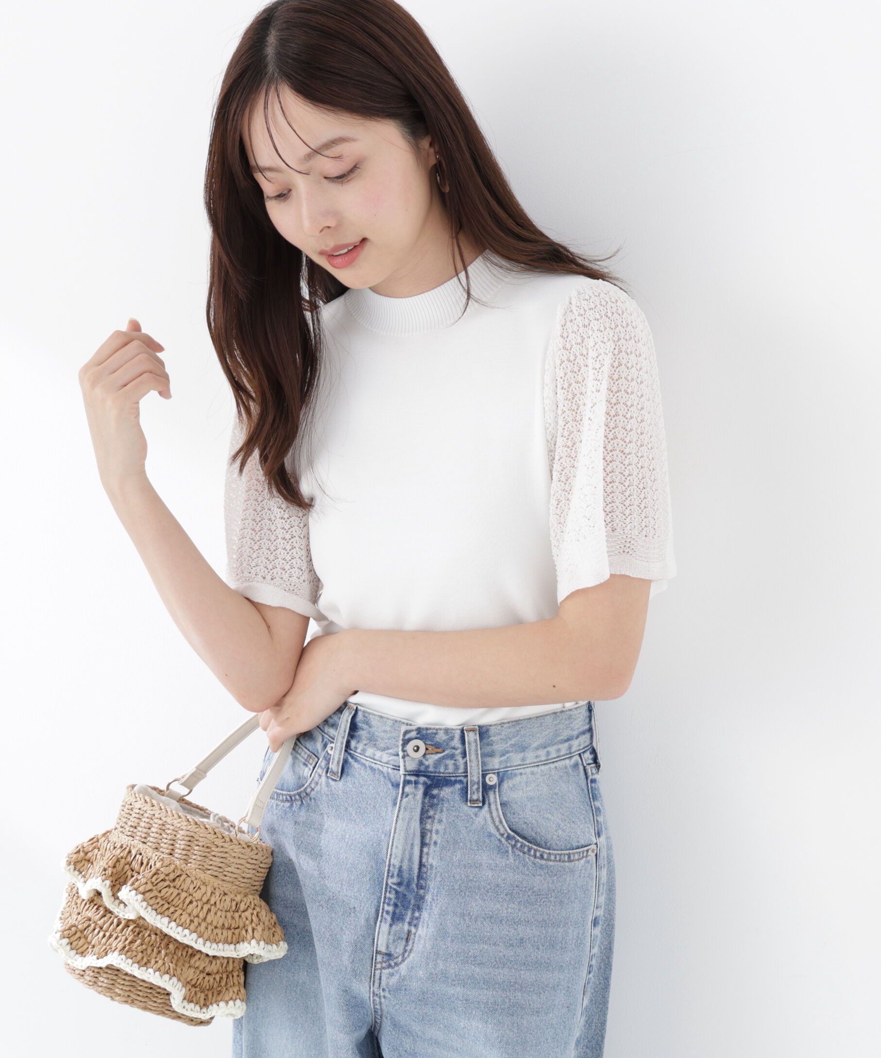 PROPORTION BODY DRESSING「透かし編みスリーブニット　26SS」|ニット・セーター|