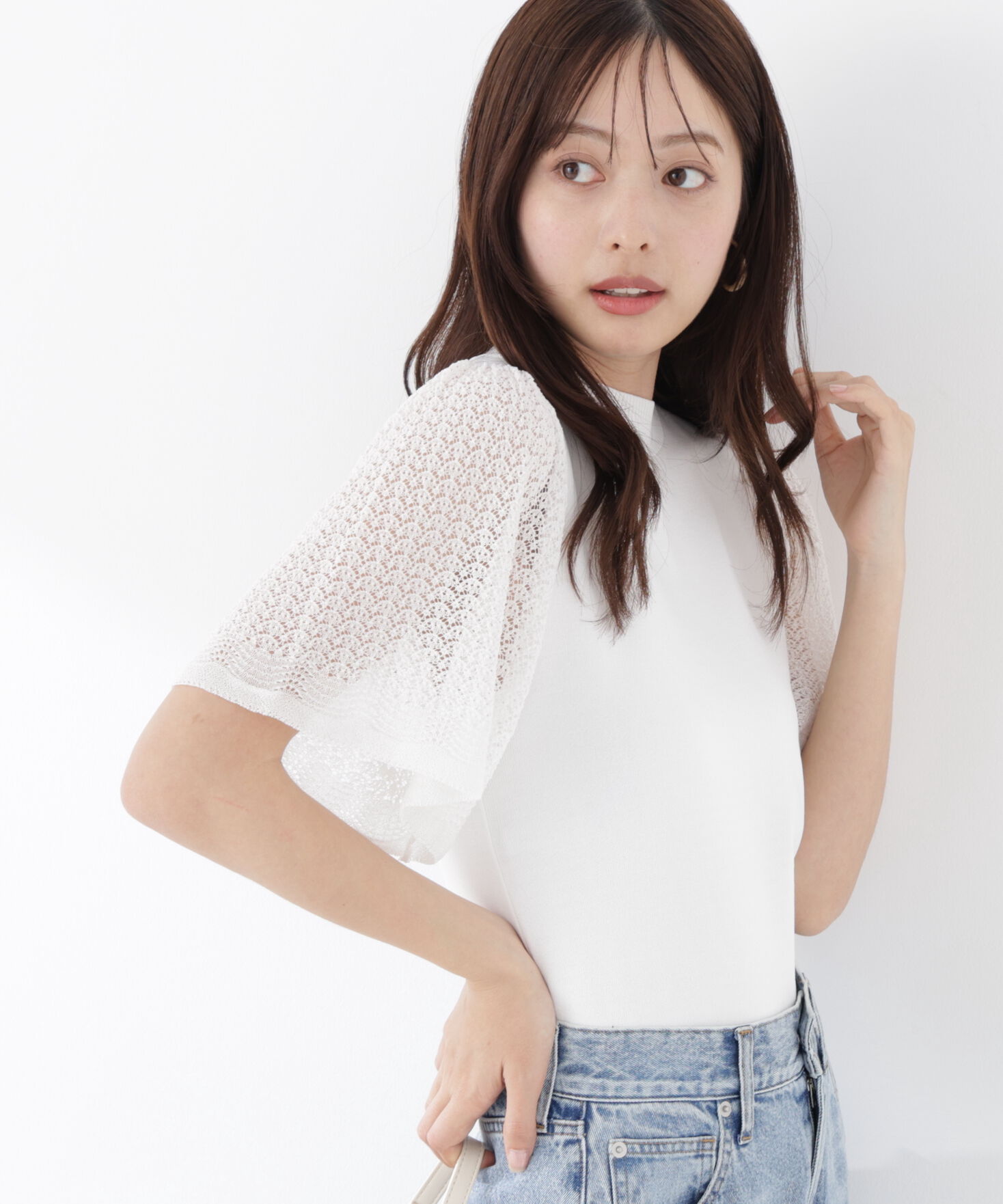 PROPORTION BODY DRESSING「透かし編みスリーブニット　26SS」|ニット・セーター|