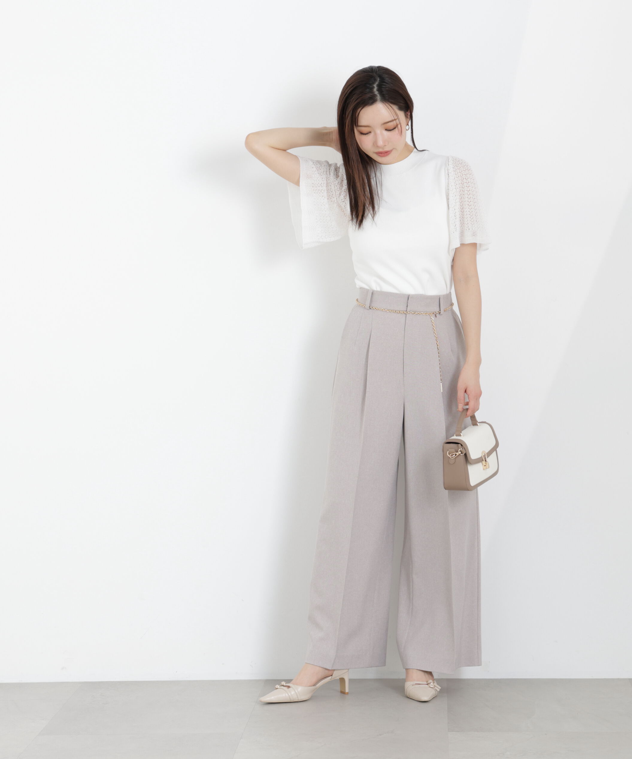 PROPORTION BODY DRESSING「透かし編みスリーブニット　26SS」|ニット・セーター|